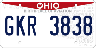 OH license plate GKR3838