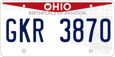 OH license plate GKR3870
