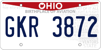 OH license plate GKR3872
