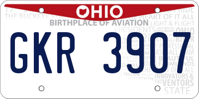 OH license plate GKR3907