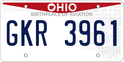 OH license plate GKR3961