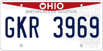 OH license plate GKR3969