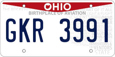 OH license plate GKR3991