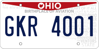 OH license plate GKR4001