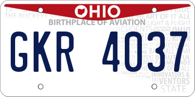 OH license plate GKR4037