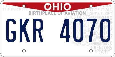 OH license plate GKR4070