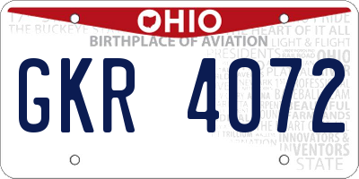 OH license plate GKR4072