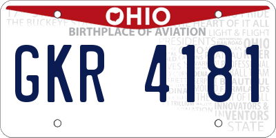 OH license plate GKR4181