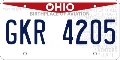 OH license plate GKR4205