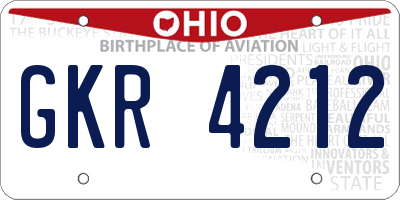 OH license plate GKR4212