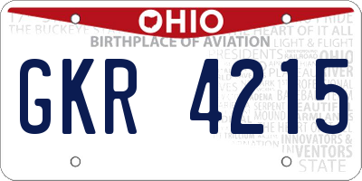OH license plate GKR4215