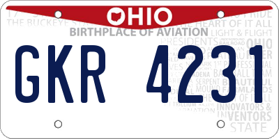 OH license plate GKR4231
