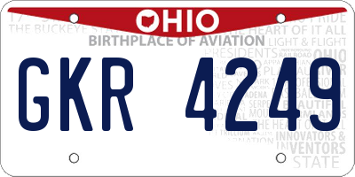 OH license plate GKR4249