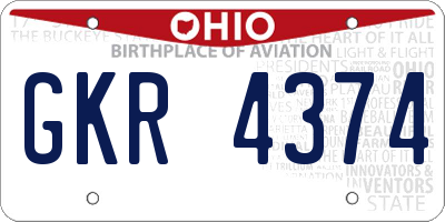 OH license plate GKR4374