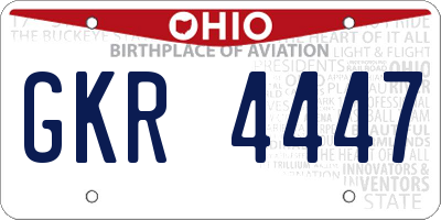 OH license plate GKR4447