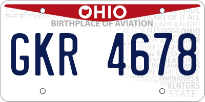 OH license plate GKR4678