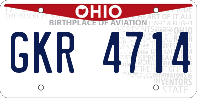 OH license plate GKR4714