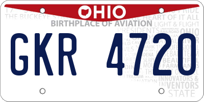 OH license plate GKR4720