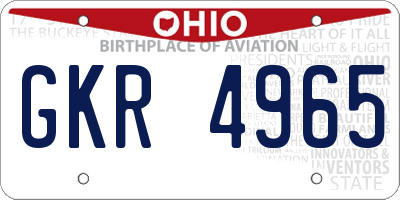 OH license plate GKR4965