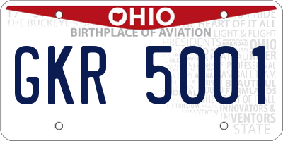 OH license plate GKR5001