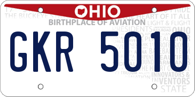 OH license plate GKR5010