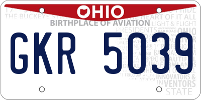 OH license plate GKR5039