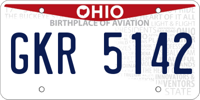 OH license plate GKR5142