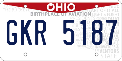OH license plate GKR5187