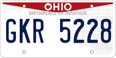 OH license plate GKR5228