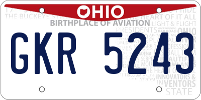 OH license plate GKR5243