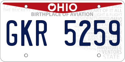 OH license plate GKR5259