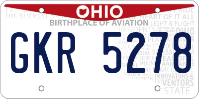 OH license plate GKR5278