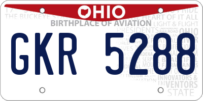 OH license plate GKR5288