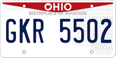 OH license plate GKR5502