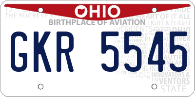 OH license plate GKR5545