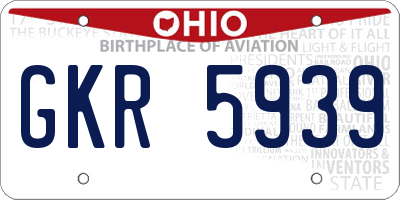 OH license plate GKR5939
