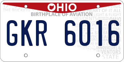 OH license plate GKR6016