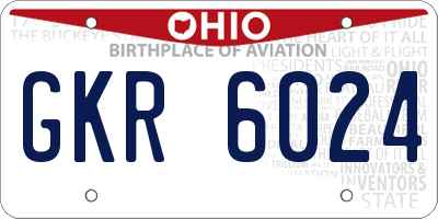 OH license plate GKR6024