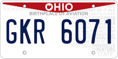 OH license plate GKR6071