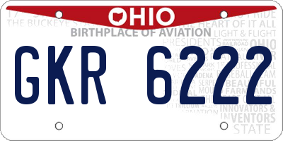 OH license plate GKR6222