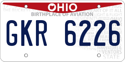 OH license plate GKR6226