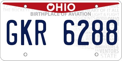 OH license plate GKR6288