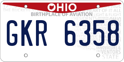 OH license plate GKR6358