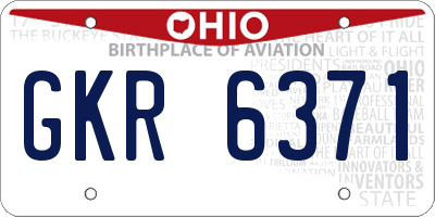OH license plate GKR6371