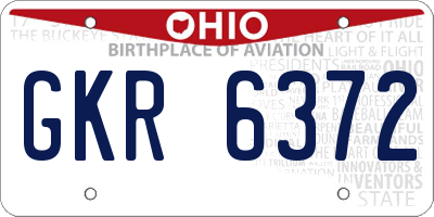 OH license plate GKR6372