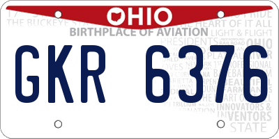 OH license plate GKR6376