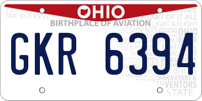 OH license plate GKR6394