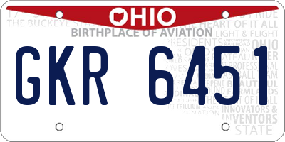 OH license plate GKR6451