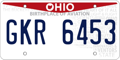 OH license plate GKR6453