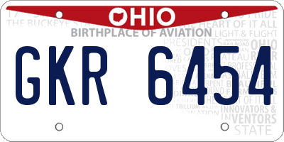 OH license plate GKR6454
